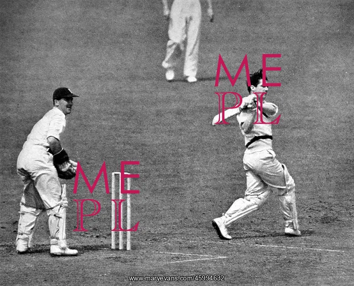 : Neil Harvey batting in the Fourth Test Match, Headingley, 19 : Neil Harvey batting in the Fourth Test Match, Headingley, 19
