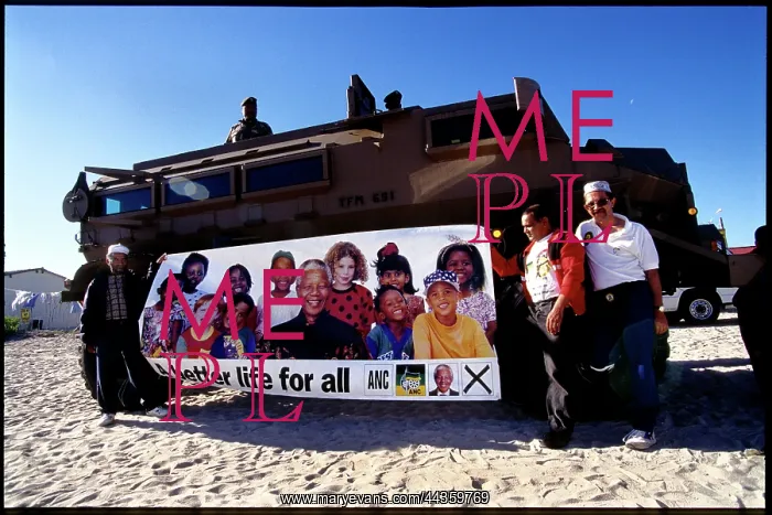  : Nelson Mandela, ANC election campaign, banner, casspir, Tafelsi