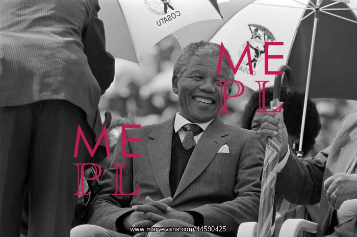 : Nelson Mandela smiling at his first rally after : Nelson Mandela smiling at his first rally after