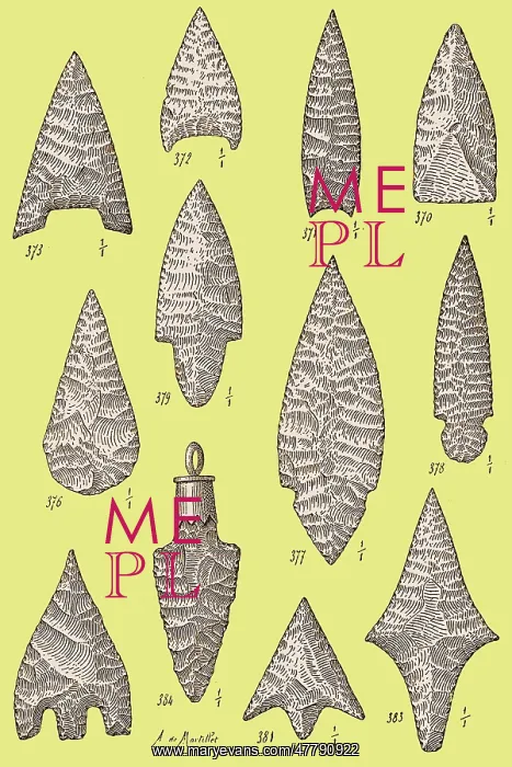 : Neolithic and Bronze Age Arrowheads, Artwork : Neolithic and Bronze Age Arrowheads, Artwork
