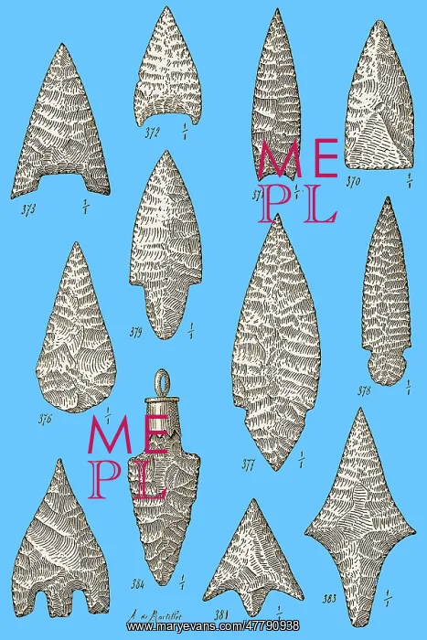 : Neolithic and Bronze Age Arrowheads, Artwork : Neolithic and Bronze Age Arrowheads, Artwork