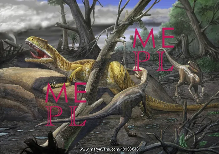 : A Neovenator salerii is approached by Eotyrannus lengi ? : A Neovenator salerii is approached by Eotyrannus lengi ?