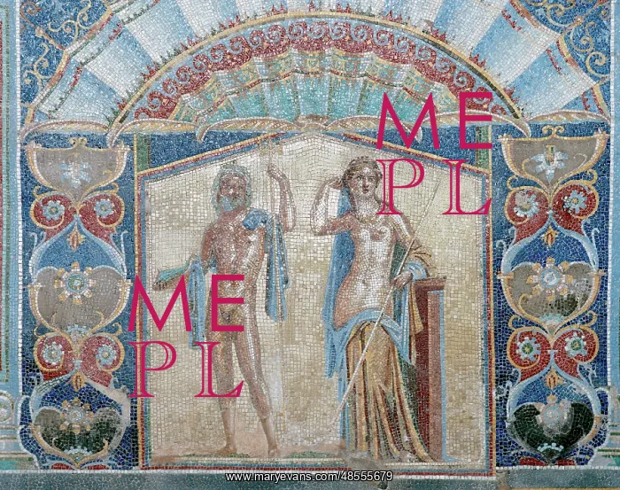 : Neptune and Amphitrite. Roman mosaic. Herculaneum. Italy : Neptune and Amphitrite. Roman mosaic. Herculaneum. Italy