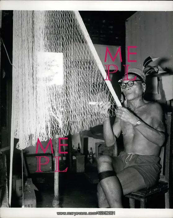 : Net maker in leprosy settlement, Sarawak : Net maker in leprosy settlement, Sarawak