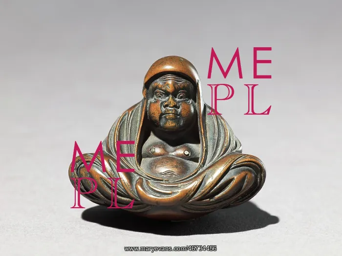 : Netsuke in the form of Daruma meditating : Netsuke in the form of Daruma meditating