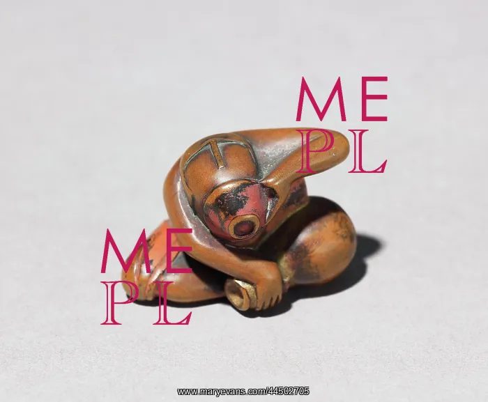 : Netsuke in the form of a seated man draining his cup of sake : Netsuke in the form of a seated man draining his cup of sake