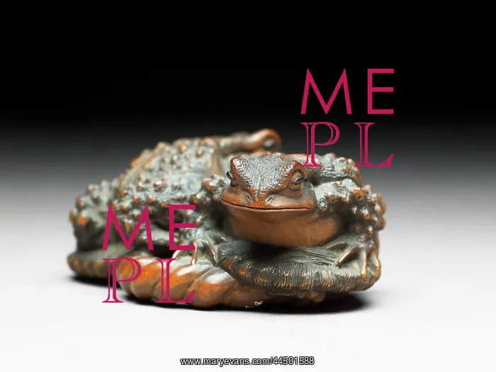 : Netsuke in the form of two toads on a sandal : Netsuke in the form of two toads on a sandal