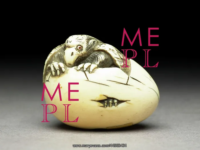 : Netsuke as a Karasu tengu emerging from its shell : Netsuke as a Karasu tengu emerging from its shell