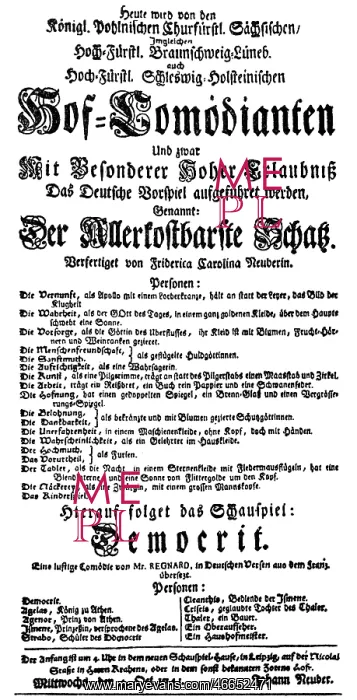 : Neuber, Frederike Karoline, 9.3.1697 - 30.11.1760 : Neuber, Frederike Karoline, 9.3.1697 - 30.11.1760