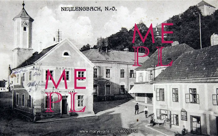 : Neulengbach with City Hall. 1926. Collotype : Neulengbach with City Hall. 1926. Collotype