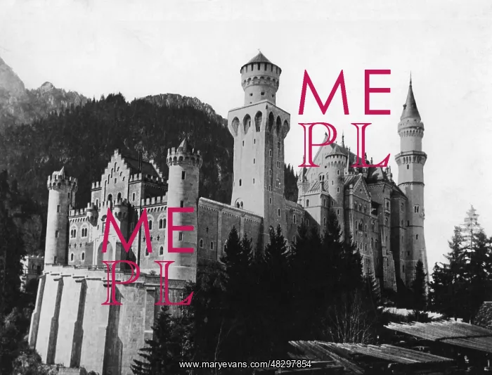 : Neuschwanstein Castle, around 1890 : Neuschwanstein Castle, around 1890