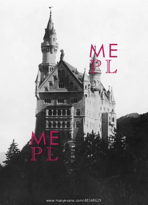 : Neuschwanstein Castle, around 1890 : Neuschwanstein Castle, around 1890