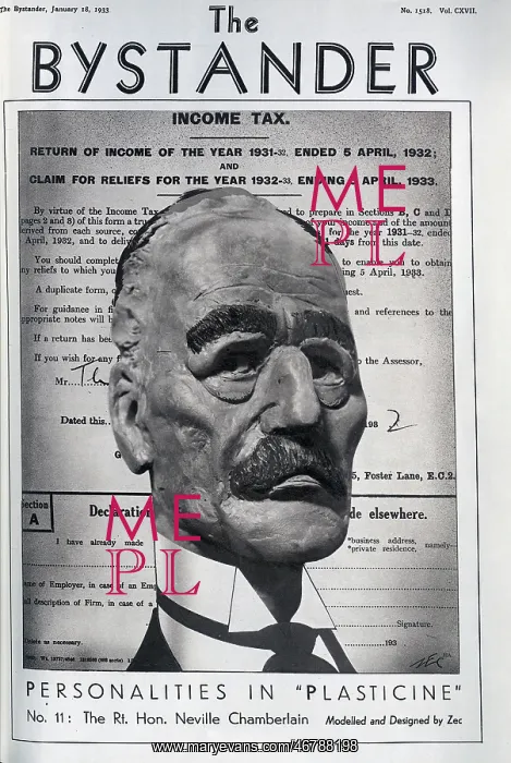 : Neville Chamberlain, in plasticine and pen, by Zec : Neville Chamberlain, in plasticine and pen, by Zec
