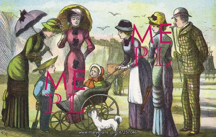 : NEW BABY ON BEACH 1876 : NEW BABY ON BEACH 1876