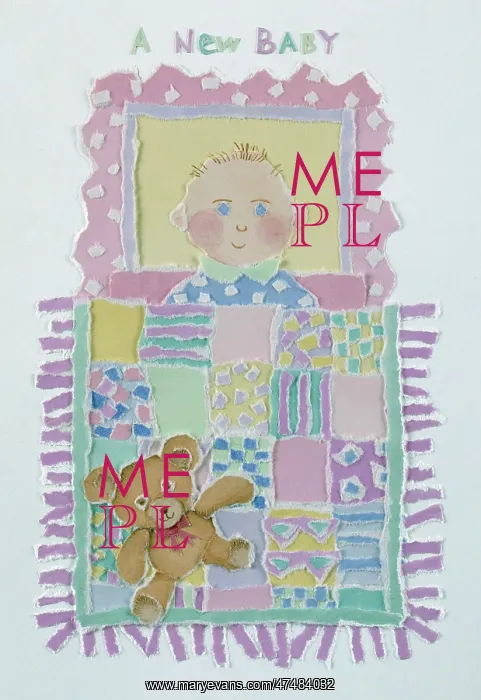 : A New Baby ' with patchwork cover & teddy : A New Baby ' with patchwork cover & teddy
