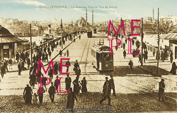 : New Bridge (Galata Bridge), Constantinople, Turkey : New Bridge (Galata Bridge), Constantinople, Turkey