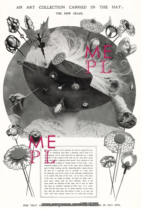 : New craze - hat-pins 1908 : New craze - hat-pins 1908