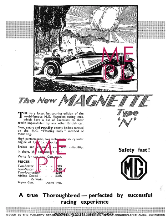 : The New MG Magnette Type N For 1934 - Safety Fast! : The New MG Magnette Type N For 1934 - Safety Fast!