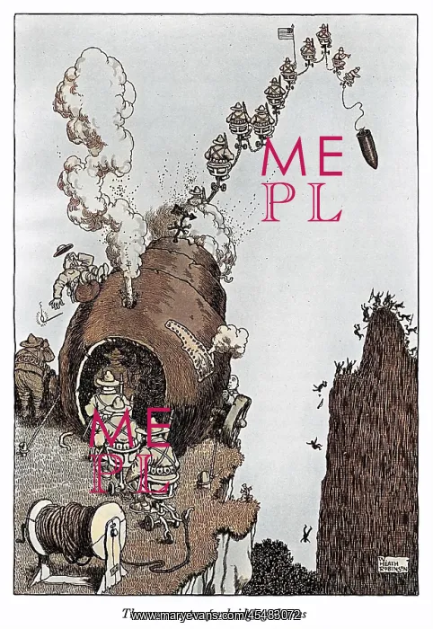 : The New Mortar for Bridging Chasms, Heath Robinson WW1 : The New Mortar for Bridging Chasms, Heath Robinson WW1