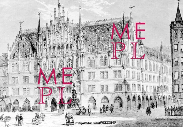 : New town hall in Munich, 1872 : New town hall in Munich, 1872