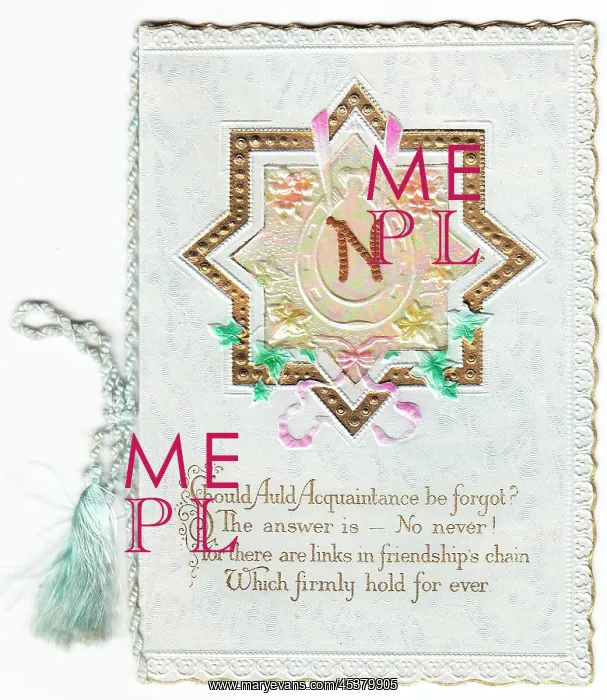  : New Year card with initial N, star and verse