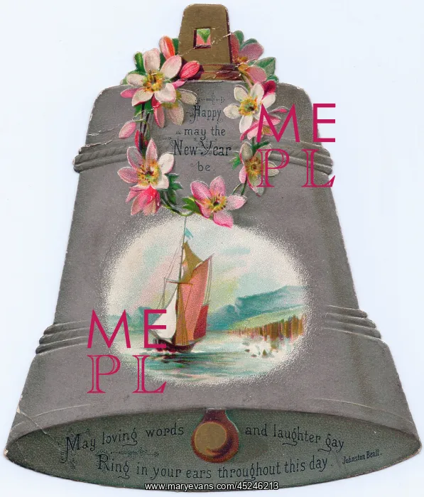 : New Year card in the shape of a bell : New Year card in the shape of a bell