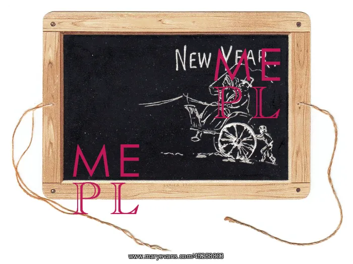  : New Year card in the shape of a child's slate
