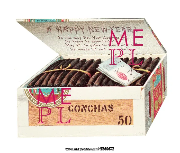 : New Year card in the shape of a cigar box : New Year card in the shape of a cigar box