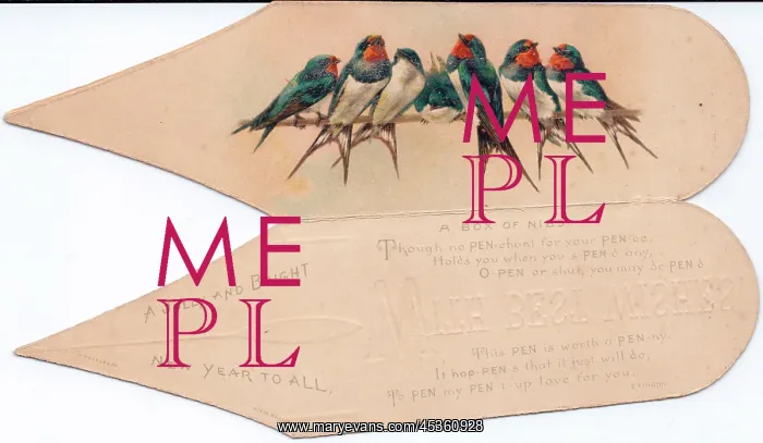 : New Year card in the shape of a pen nib : New Year card in the shape of a pen nib
