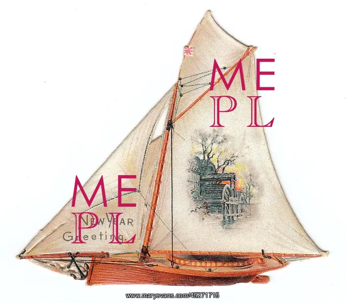  : New Year card in the shape of a sailing boat