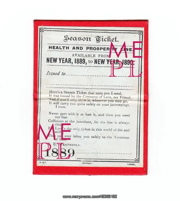 : New Year Season Ticket 1889 : New Year Season Ticket 1889