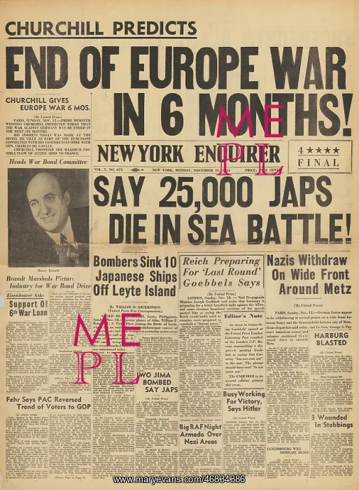 : New York Enquirer front page Battle of Ormoc Bay : New York Enquirer front page Battle of Ormoc Bay