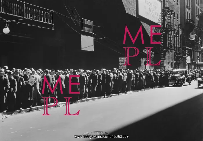 : New York men in a bread line during the Great Depression : New York men in a bread line during the Great Depression