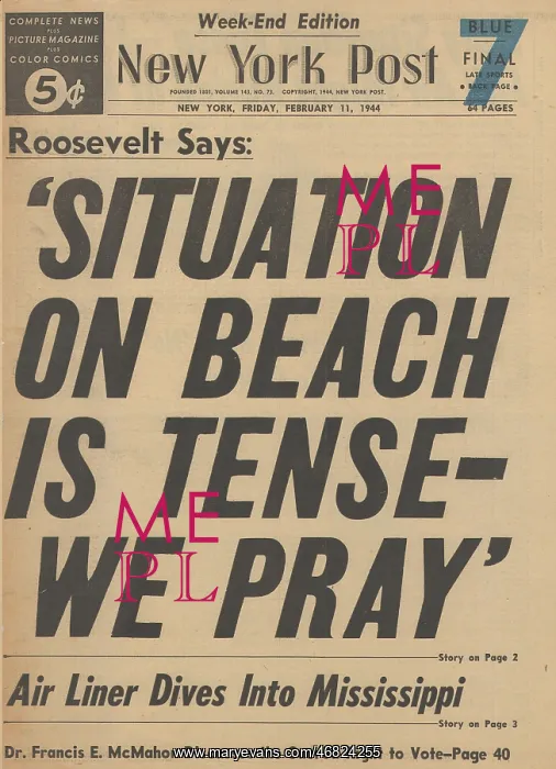 : New York Post front page Battle for Anzio beachhead : New York Post front page Battle for Anzio beachhead