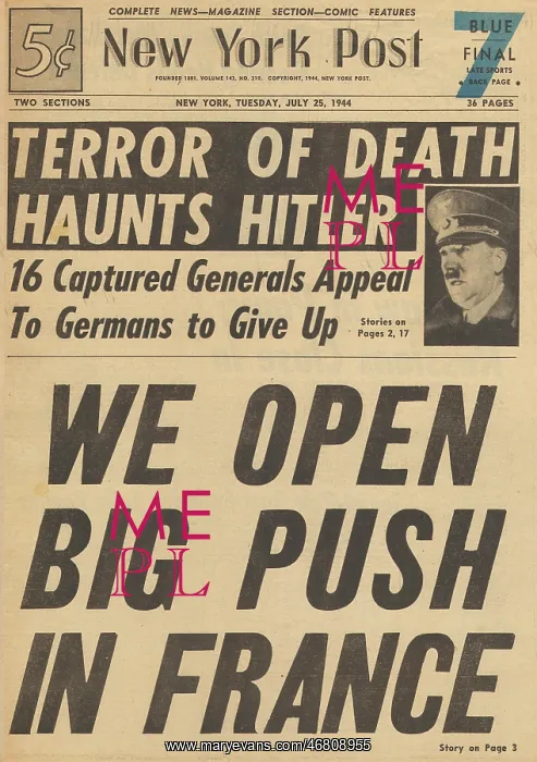 : New York Post front page Battle for Normandy : New York Post front page Battle for Normandy