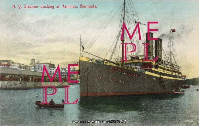 : A New York Steamer docking at Hamilton, Bermuda : A New York Steamer docking at Hamilton, Bermuda