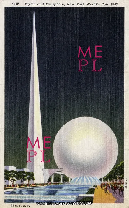 : New York World's Fair - Trylon and Perisphere : New York World's Fair - Trylon and Perisphere