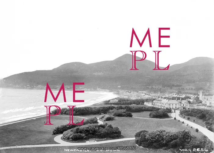: Newcastle - an elevated view of the town and promenade with the Mournes in the background : Newcastle - an elevated view of the town and promenade with the Mournes in the background
