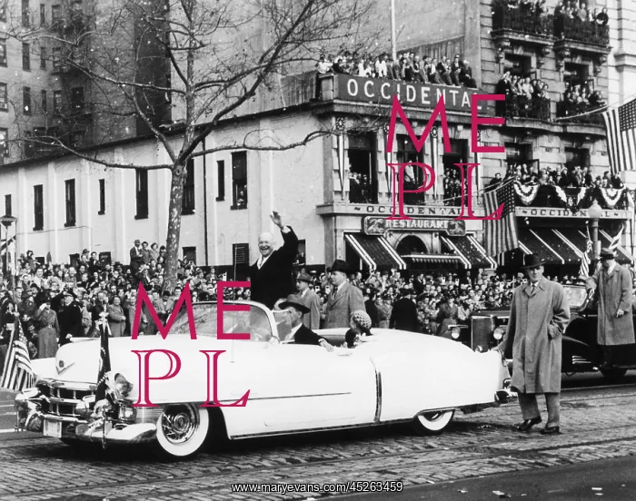 : Newly inaugurated President Dwight Eisenhower waves : Newly inaugurated President Dwight Eisenhower waves