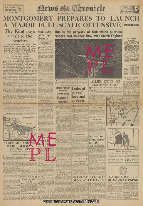 : News Chronicle front page Battle for Normandy : News Chronicle front page Battle for Normandy