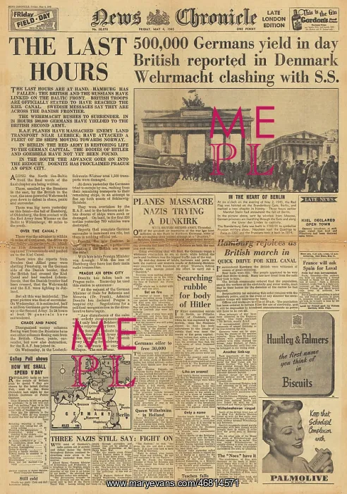 : News Chronicle front page German forces surrendering : News Chronicle front page German forces surrendering