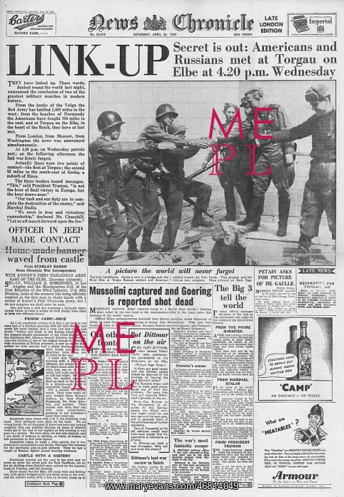 : News Chronicle - US and Soviet forces link up on Elbe : News Chronicle - US and Soviet forces link up on Elbe