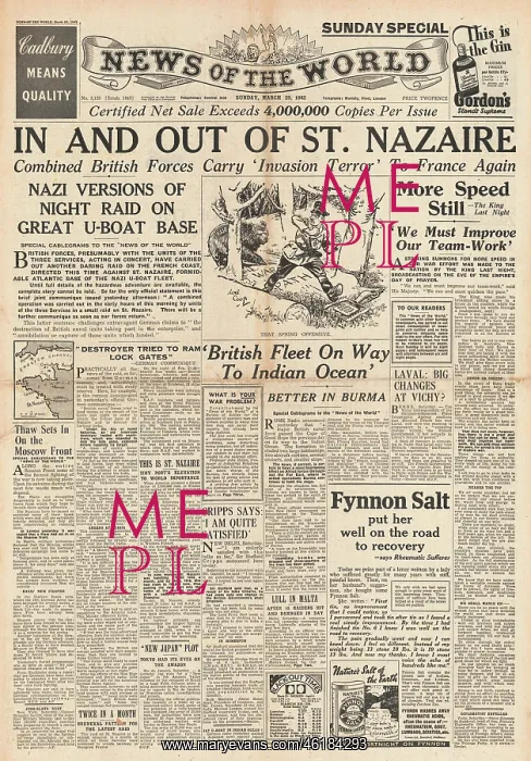 : News of the World British Commando Raid Docks at St.Nazaire : News of the World British Commando Raid Docks at St.Nazaire