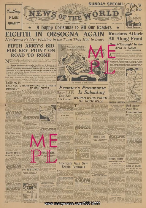 : News Of The World front page Eighth Army in Orsogna : News Of The World front page Eighth Army in Orsogna