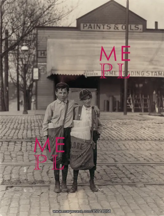 : Two newsboys, from original caption: The ? : Two newsboys, from original caption: The ?