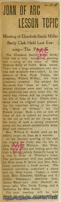 : Newsclipping about Joan of Arc, Joan of ? : Newsclipping about Joan of Arc, Joan of ?