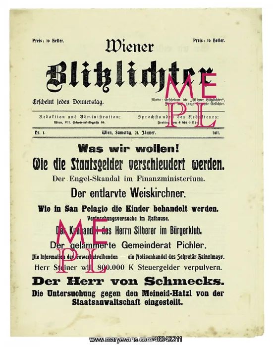 : Newspaper: Viennese Flashlights, Number 1, January, the 21st 1911. Vienna : Newspaper: Viennese Flashlights, Number 1, January, the 21st 1911. Vienna