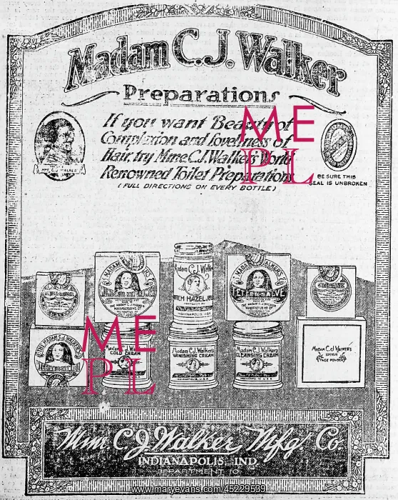 : Newspaper ad for Madam C.J. Walker Preparations, ? : Newspaper ad for Madam C.J. Walker Preparations, ?