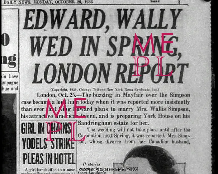 : Newspaper Headline Reading: Edward, Wally Wed : Newspaper Headline Reading: Edward, Wally Wed