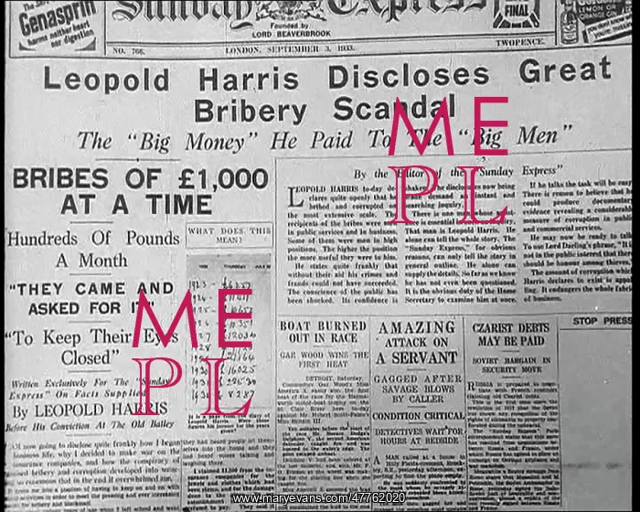 : Newspaper with Headline Reading - Leopold Harris : Newspaper with Headline Reading - Leopold Harris